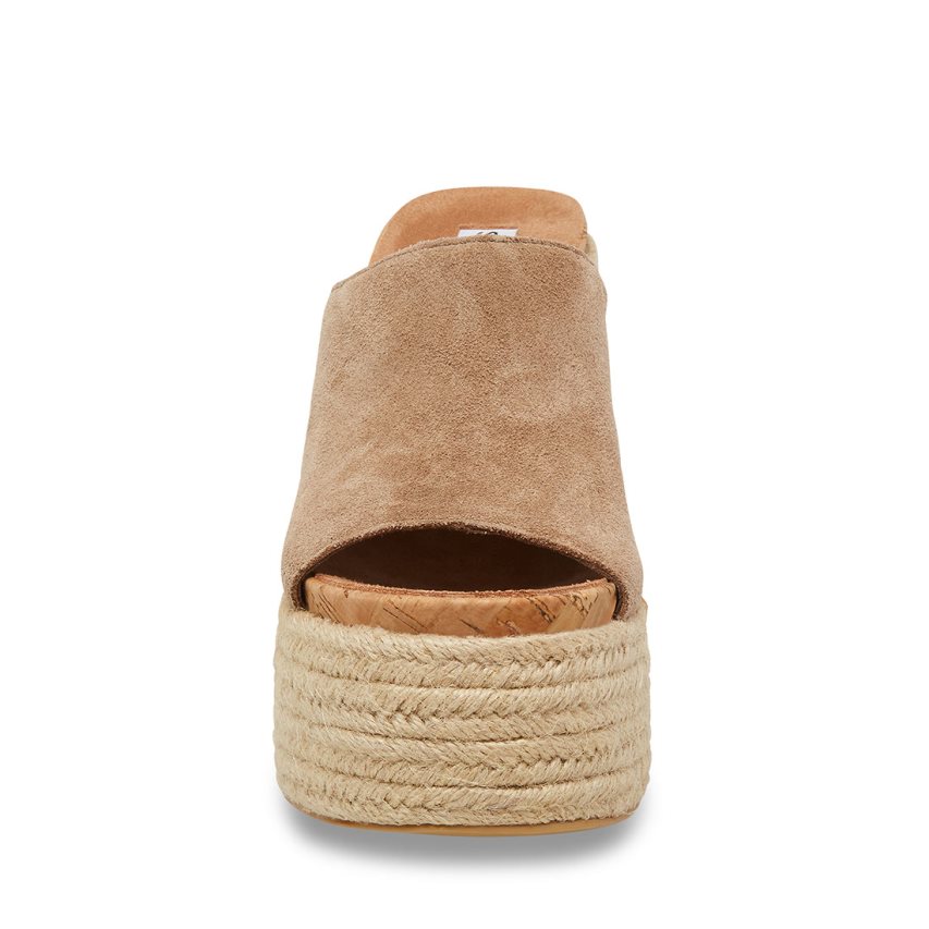 Sandalias de Plataforma Steve Madden Becca Gamuza Mujer Marrones Claro | ES JR82SE